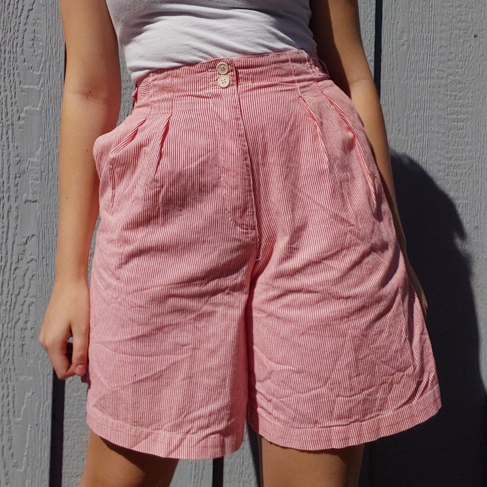 Red striped vintage mom shorts